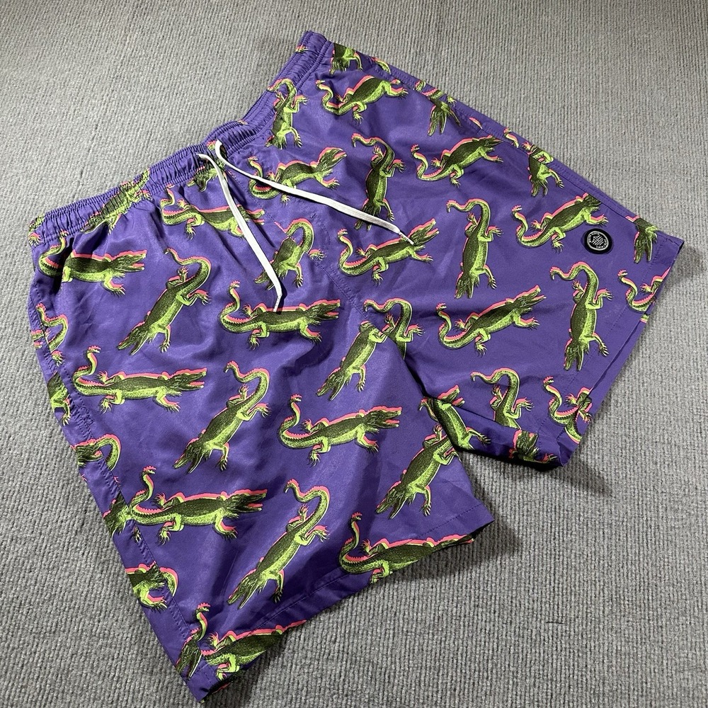 Brooklyn Cloth Kent Ave‎ Volley Trunks Purple Electric Alligators Mens XL Mesh